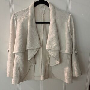 Chico's Ivory Open-Front Draped Jacket